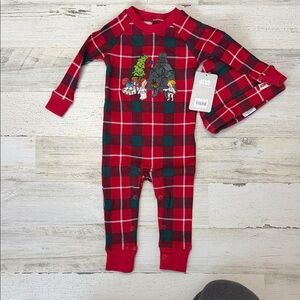 Star Wars Red and Green Plaid Baby One-Piece with Matching Hat